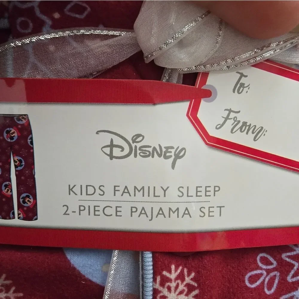 Nwt Kids' Unisex Disney Mickey Mouse 2pc Holiday Christmas Coat Pajama Set